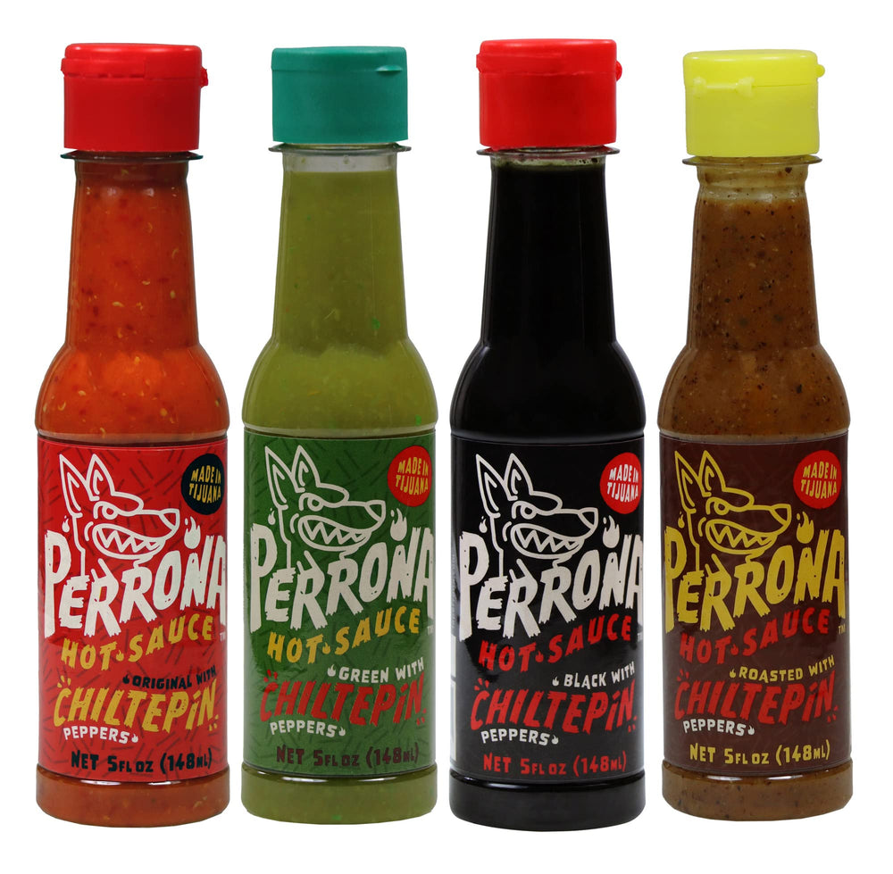 La Perrona frente del pack mostrando las cuatro botellas y colores variados