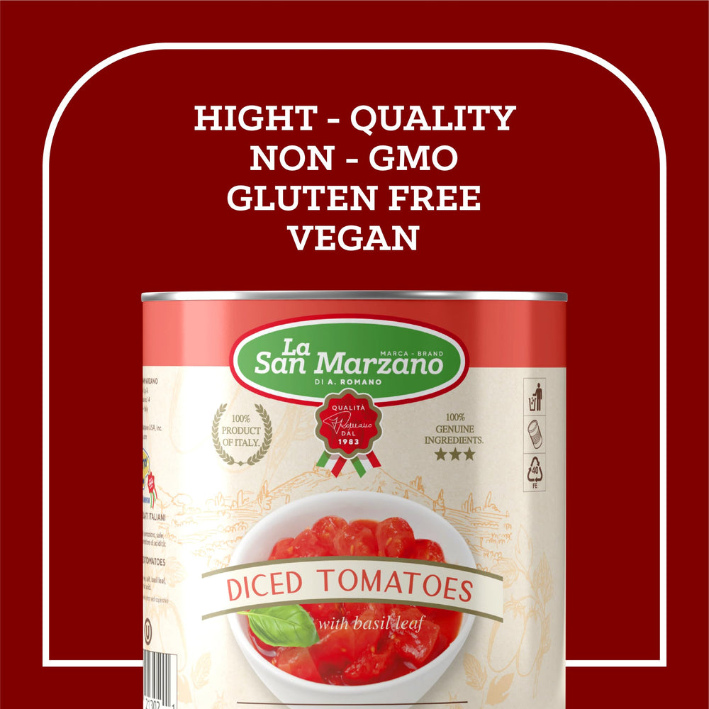 La San Marzano tomates diced en cuenco para añadir textura en platos