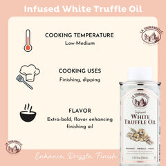 La Tourangelle aceite trufado blanco rociado sobre papas fritas realzando aroma y sabor