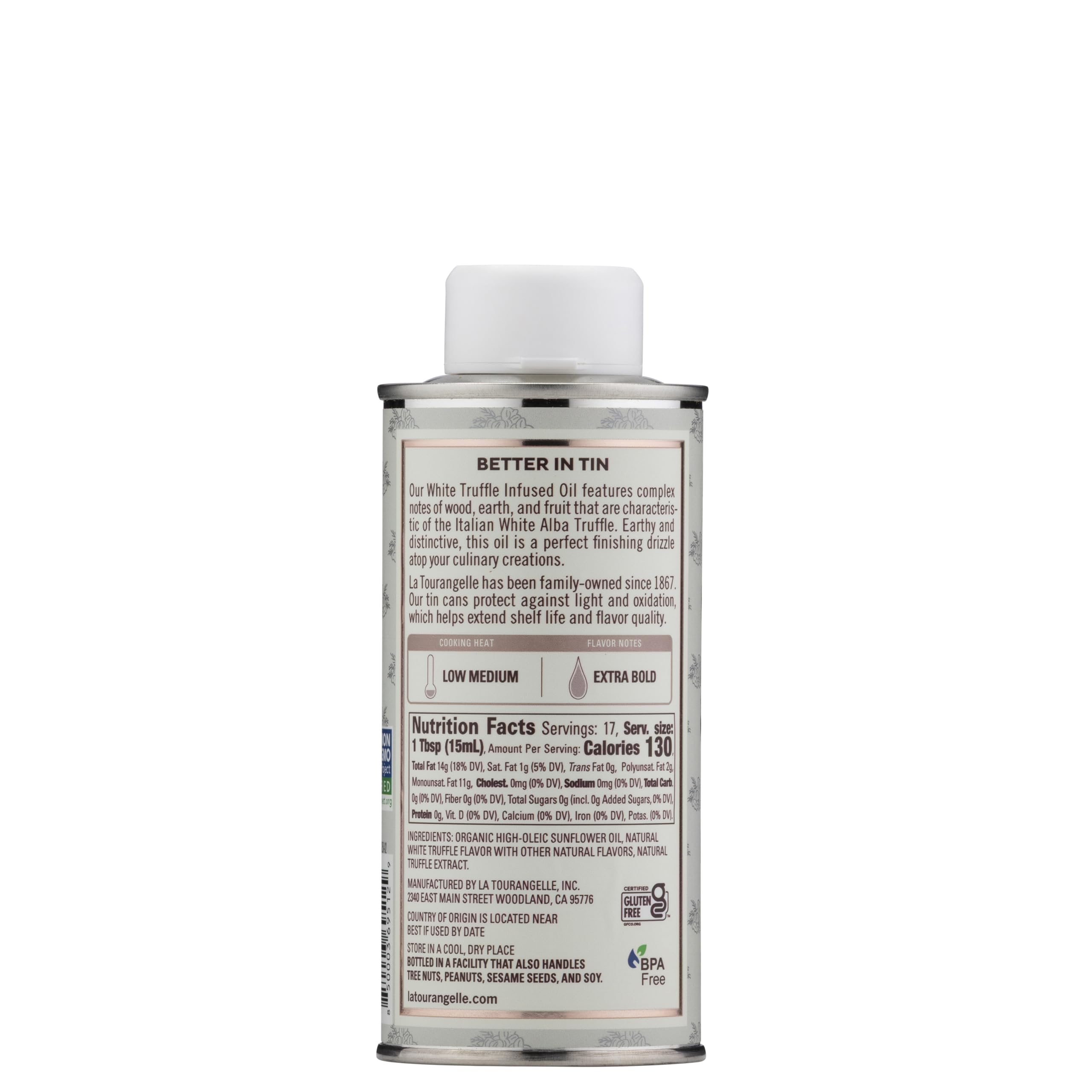 La Tourangelle vertido del aceite trufado blanco con textura ligera y brillo apetecible