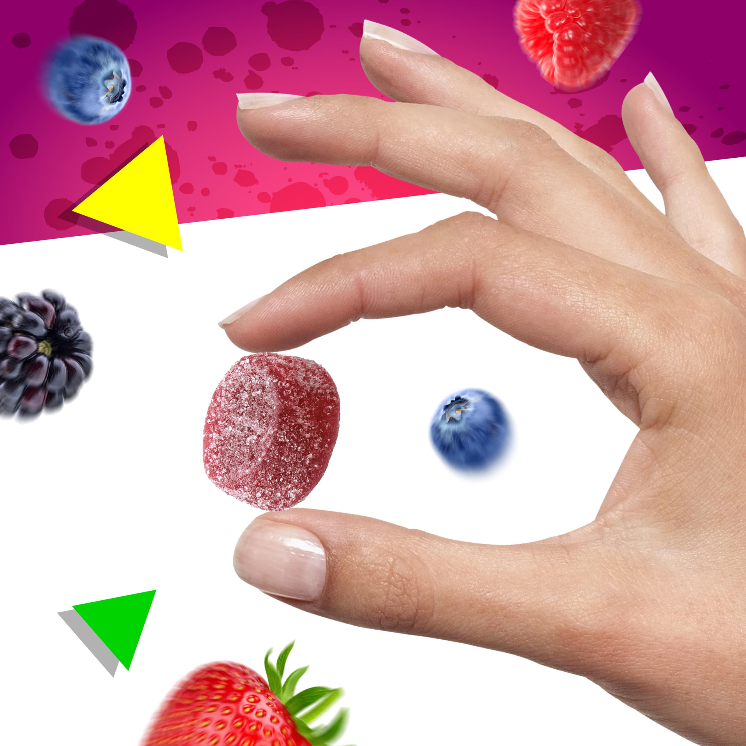 LAETAFOOD comparación de tamaño de piezas junto a una mano