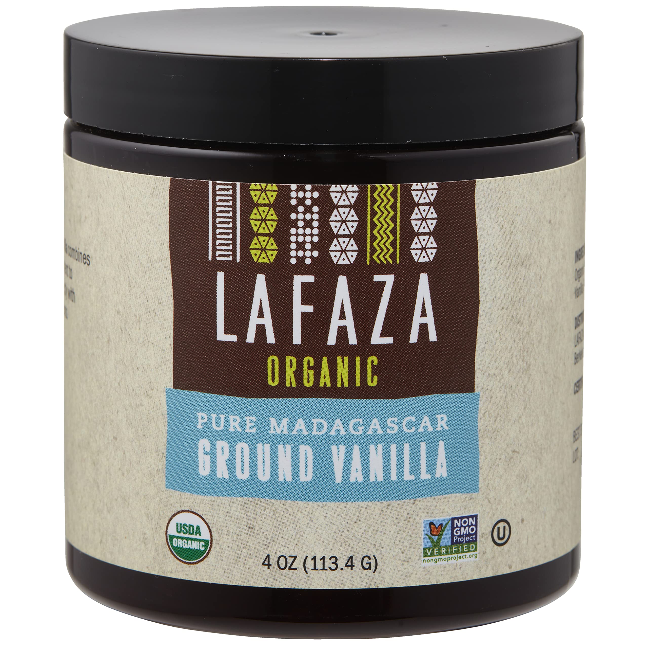 LAFAZA polvo de vainilla vista frontal con empaque, ideal para repostería