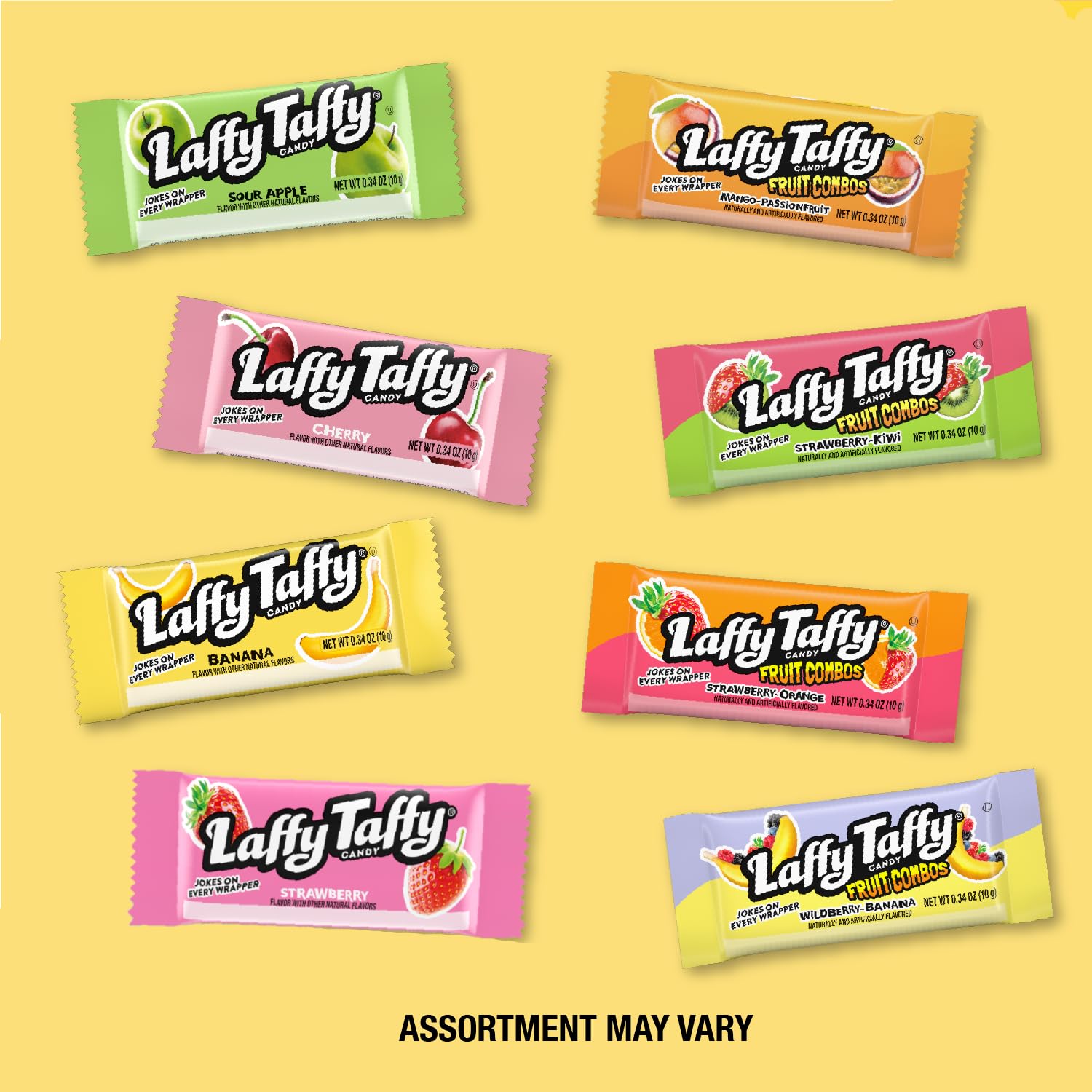 Laffy Taffy mano sosteniendo una mini barra, porción individual lista
