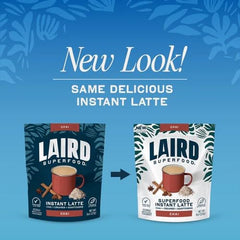 Laird Superfood chai latte servido en vaso, bebida cremosa lista para tomar
