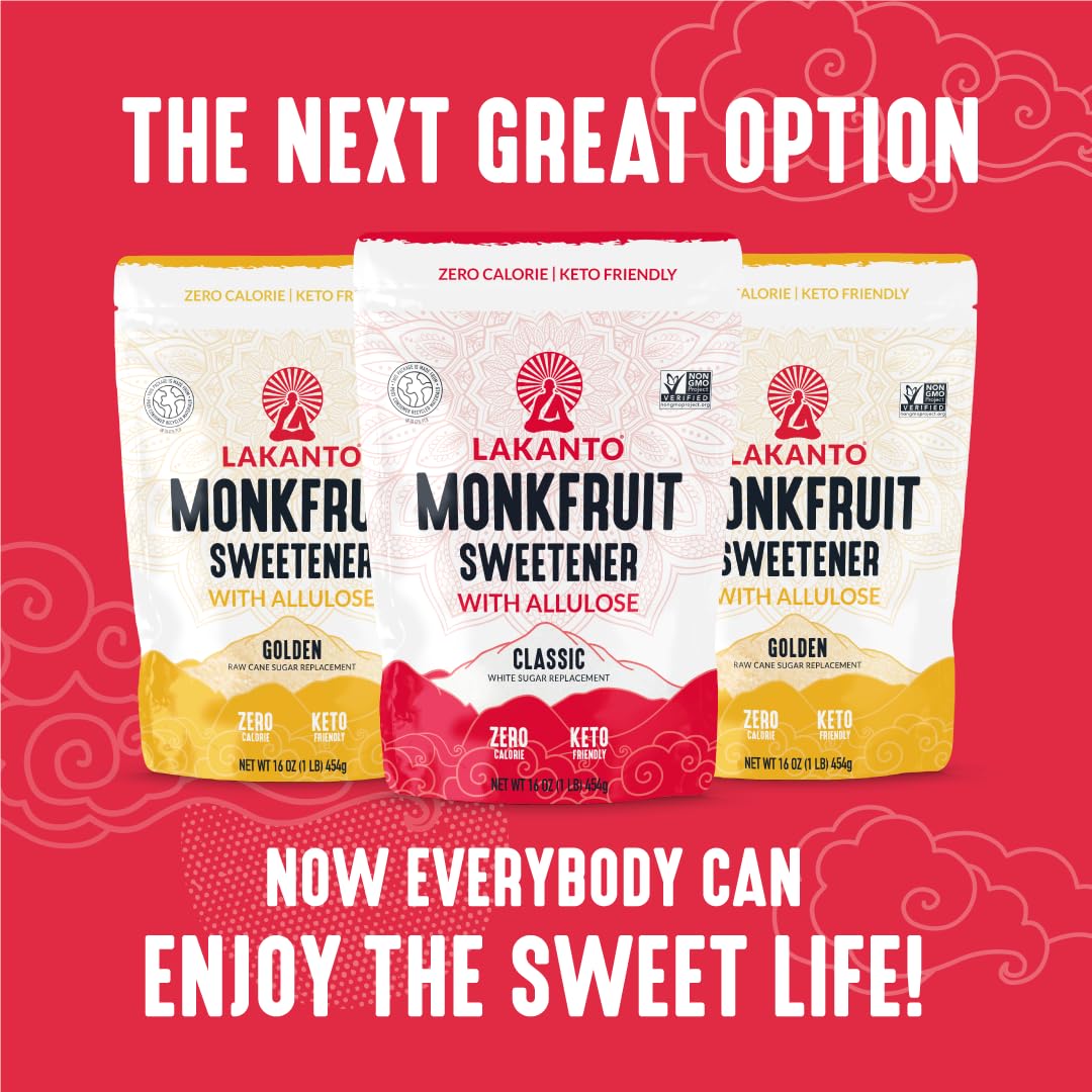 Lakanto etiqueta de ingredientes destacando monk fruit y allulose