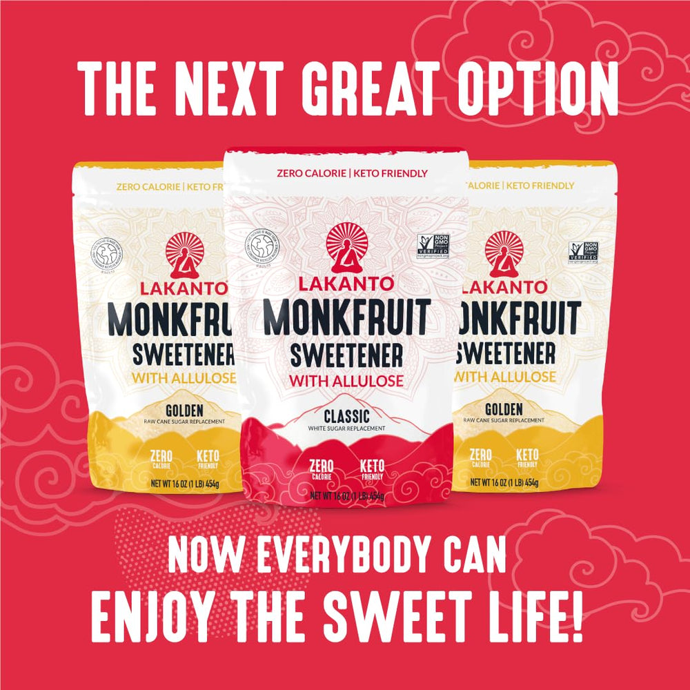 Lakanto etiqueta de ingredientes destacando monk fruit y allulose