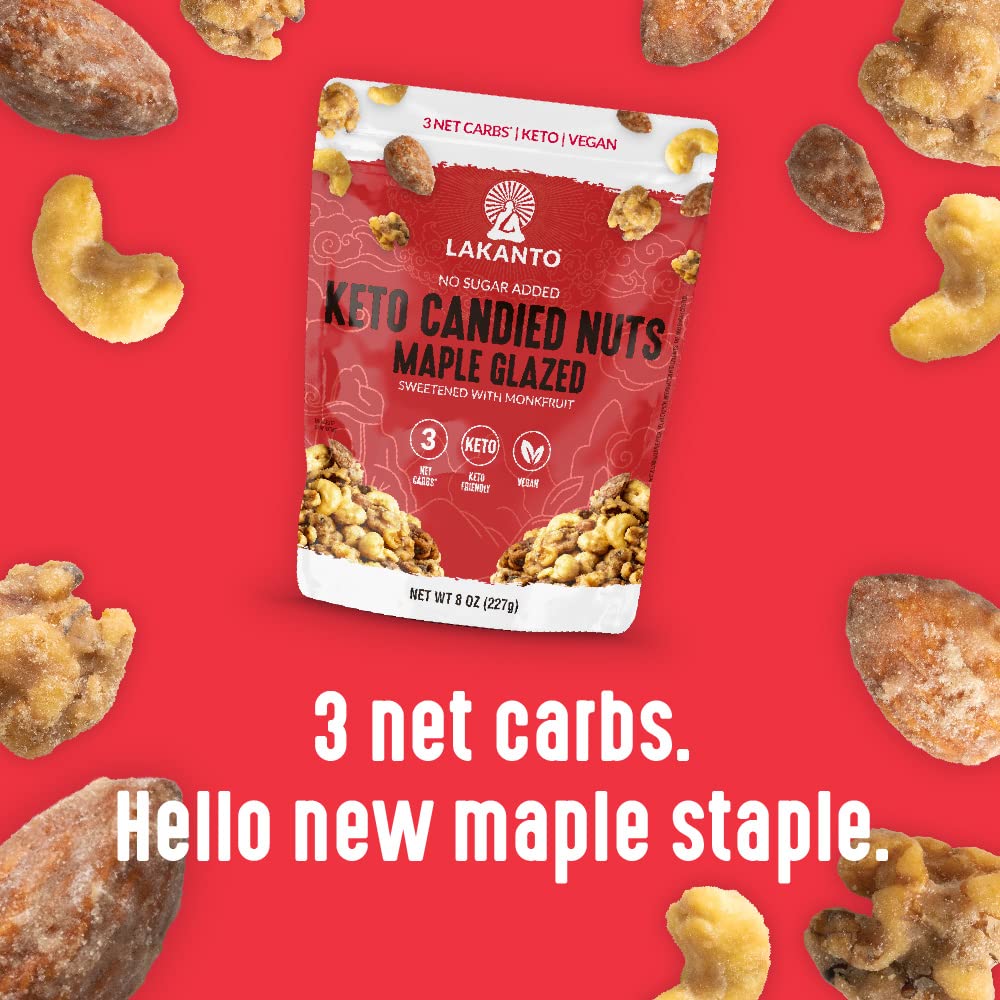 Lakanto mezcla de nueces variadas en plano, sabores combinados y balanceados