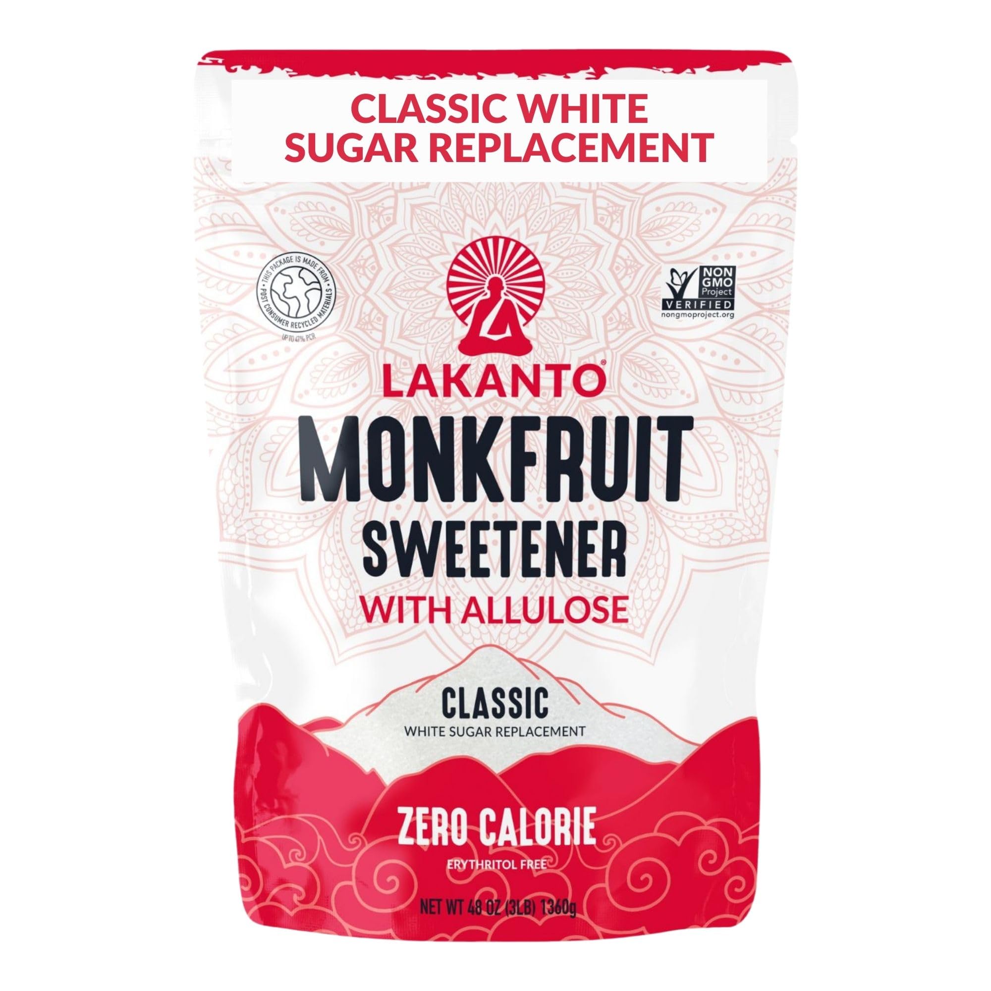Lakanto paquete frontal Classic 3 lb mostrando presentación y conveniencia