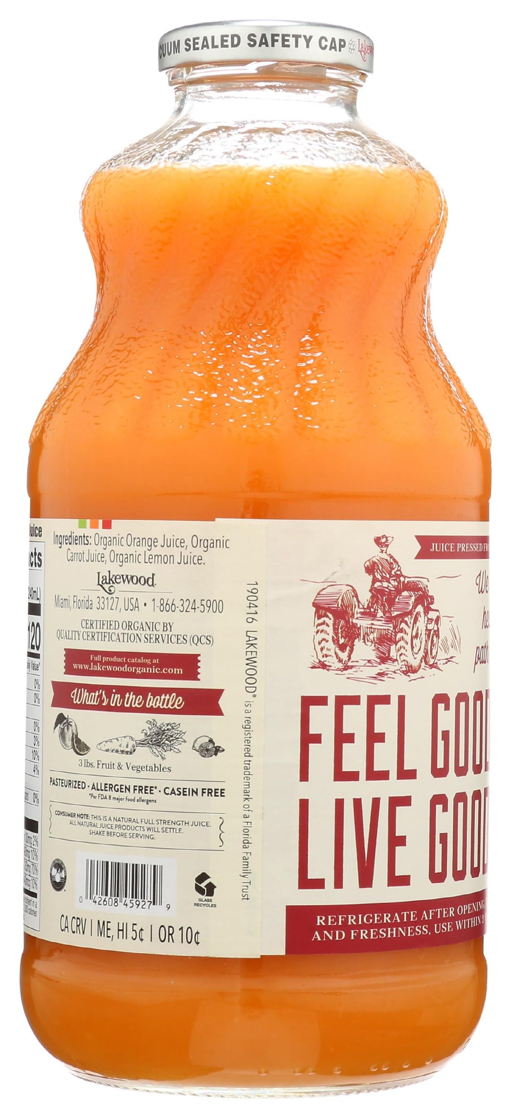 Lakewood botella en manos para uso matinal, fácil y práctico