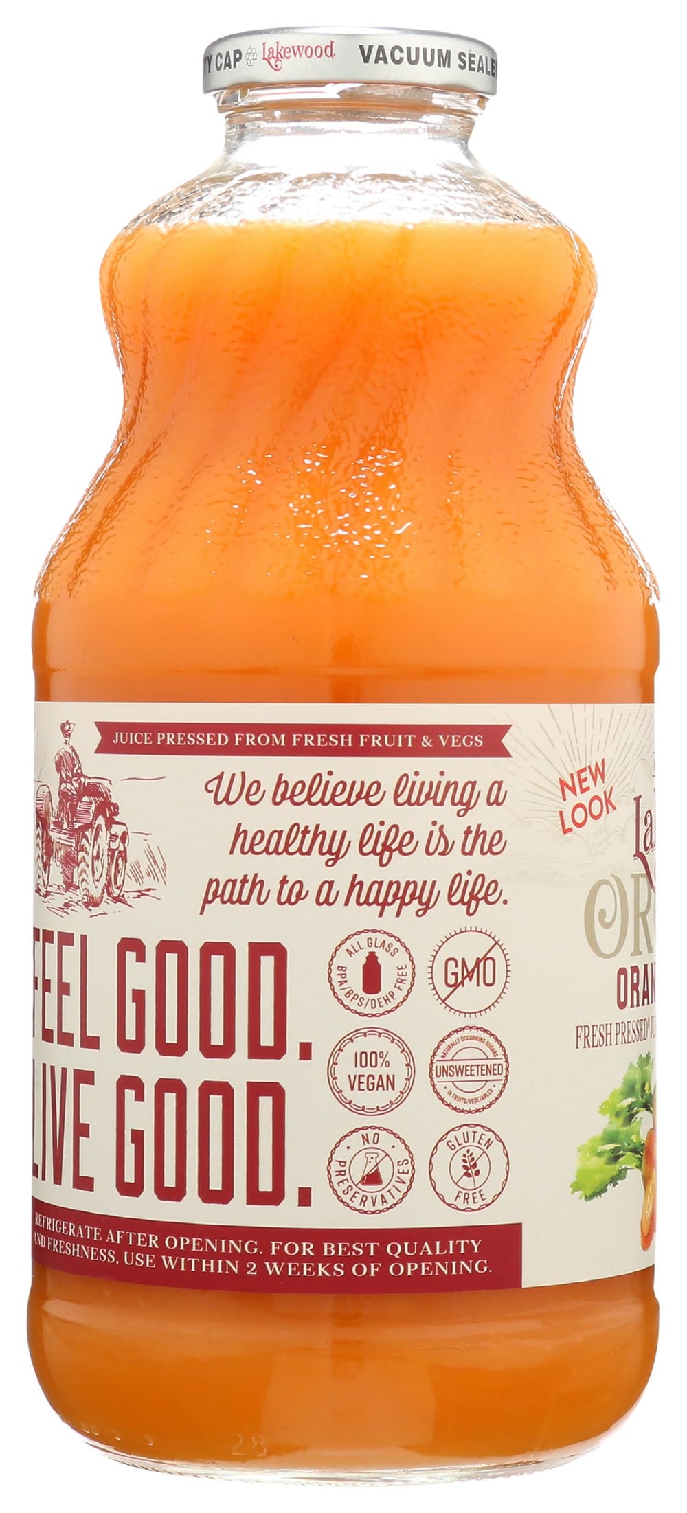 Lakewood jugo junto a granola y yogur para un desayuno balanceado