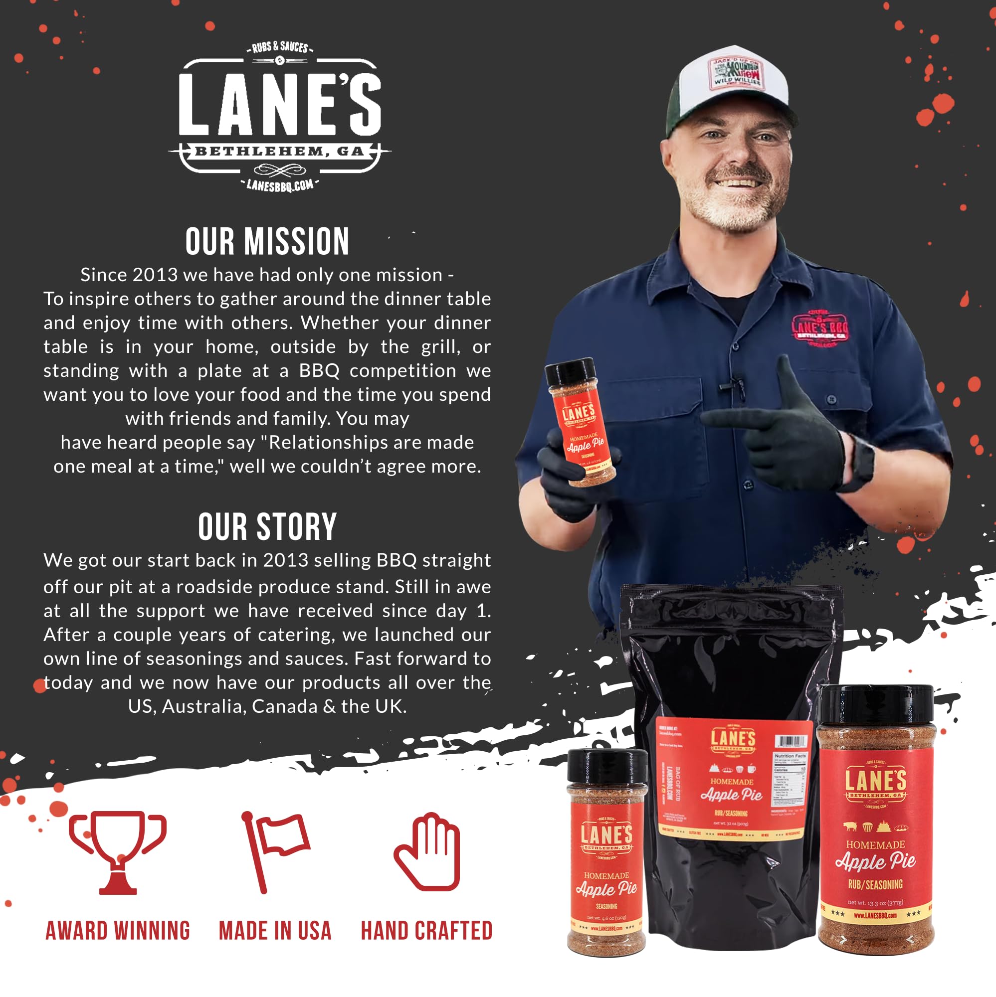 Lane's frasco en mesa de cocina inspirando recetas familiares