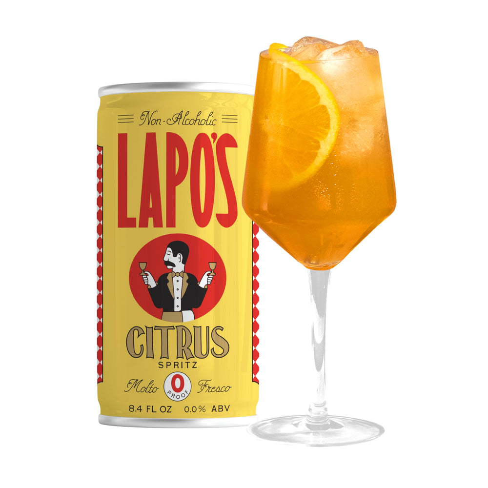 Lapo's lata frontal mostrando diseño elegante y lista para servir