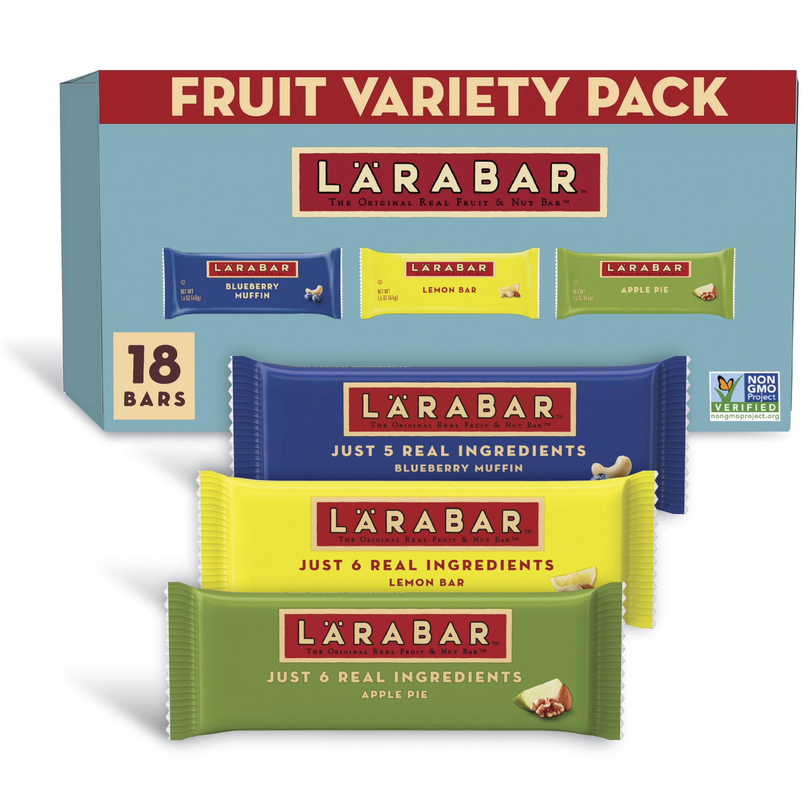 LÄRABAR caja frontal con 18 barras mostrando variedad y conveniencia