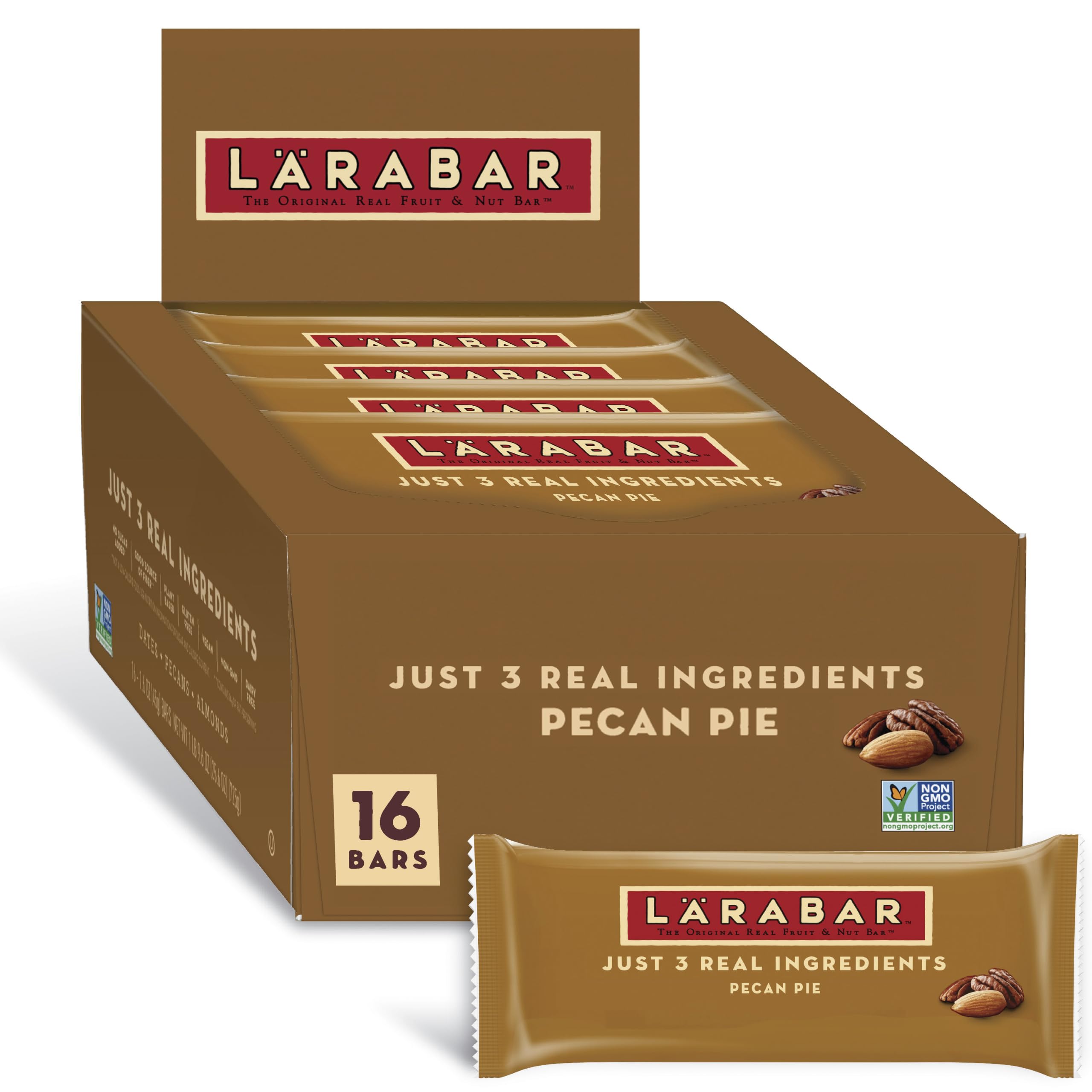 LÄRABAR frente del empaque mostrando caja de 16 barras, práctico para compra