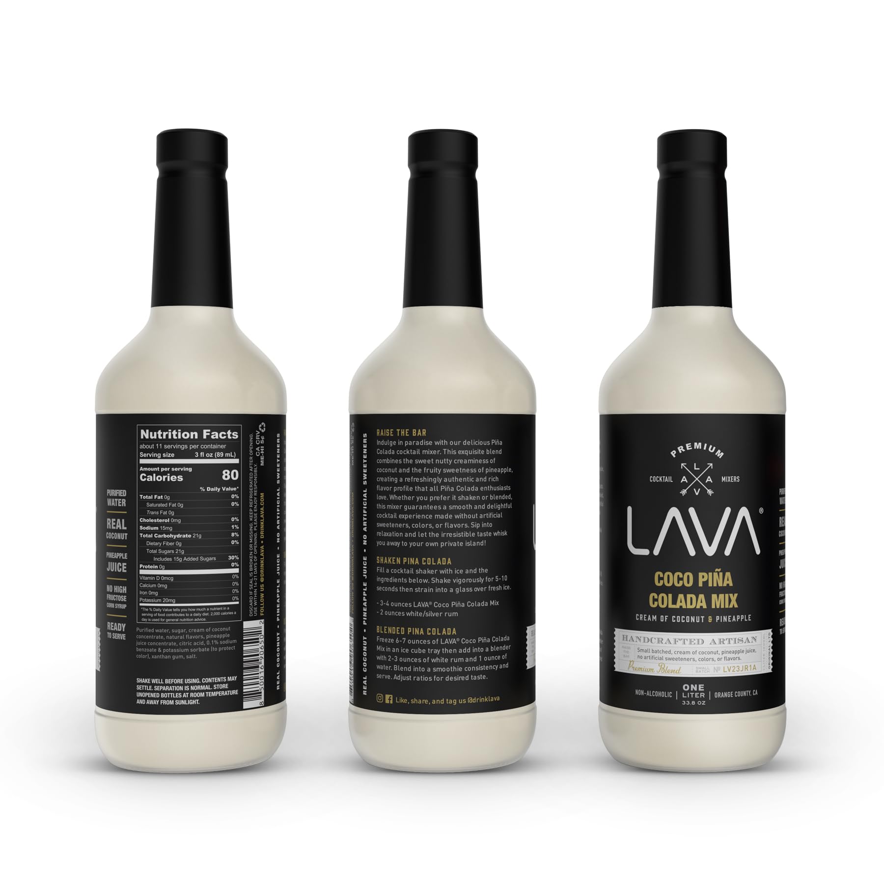 LAVA botella al lado de un vaso para comparar tamaño y porciones