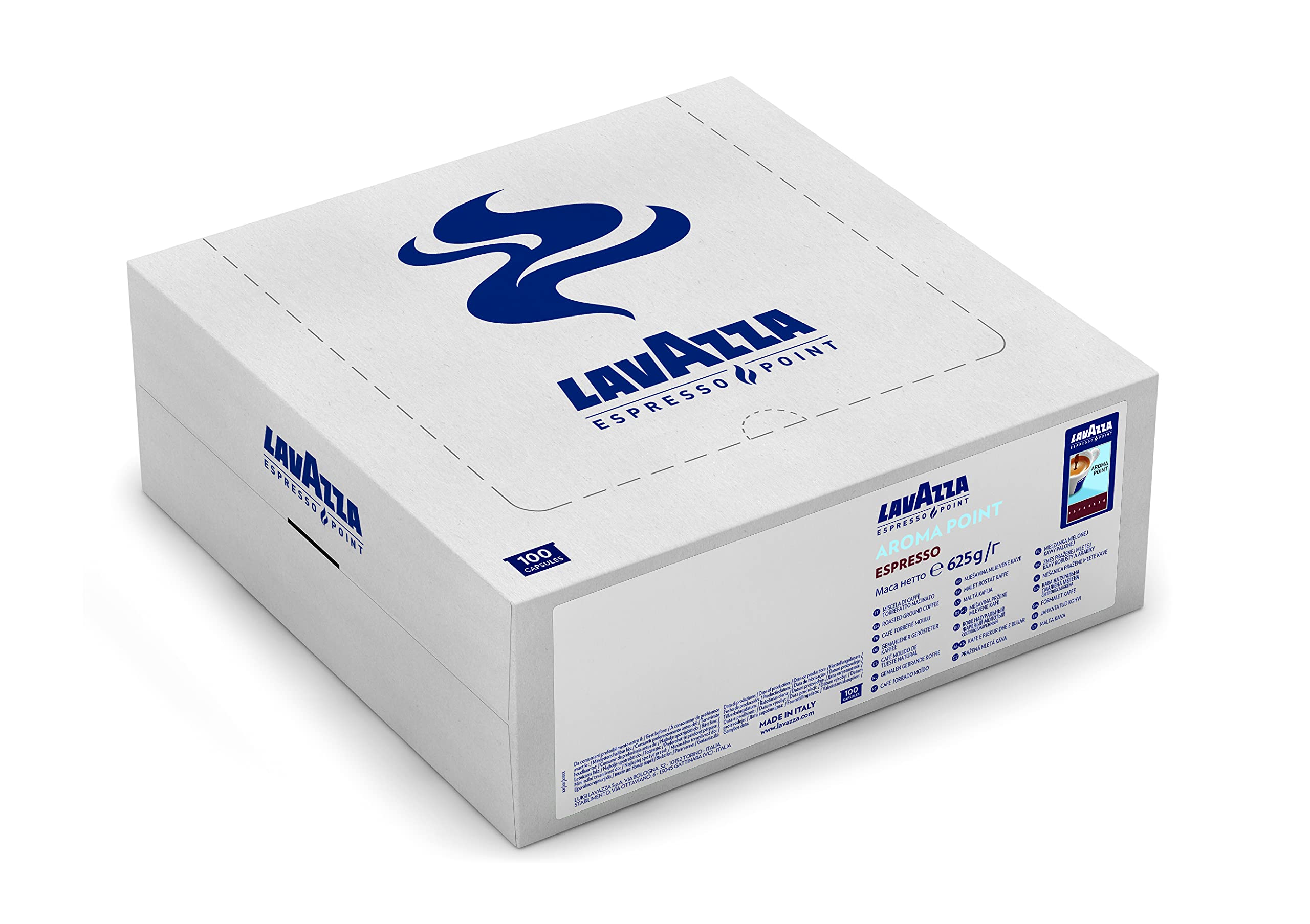 Lavazza cápsula Aroma Point primer plano mostrando sello y frescura