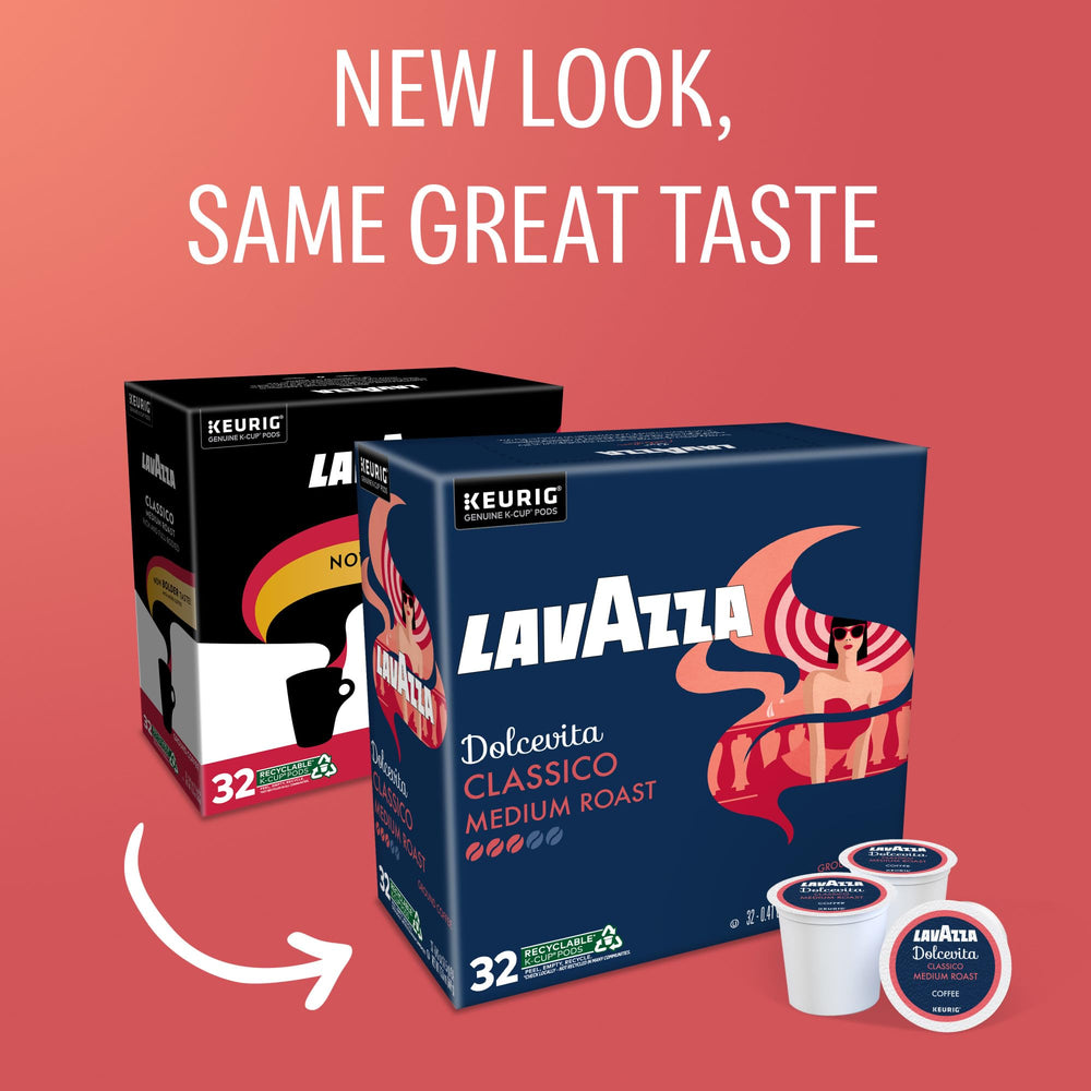 Lavazza cápsula K-Cup en primer plano, detalle que facilita uso con Keurig