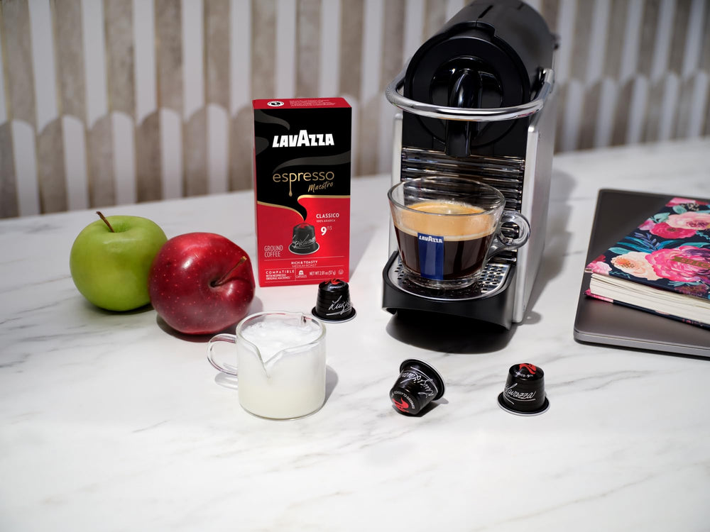 Lavazza vista de los 6 paquetes de 10 unidades, suministro para varias semanas