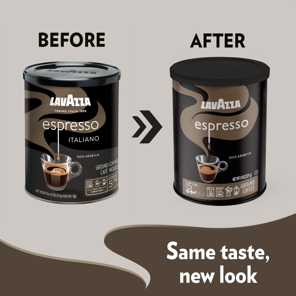 Lavazza escena de cocina con espresso servido, ideal para momentos de desayuno.
