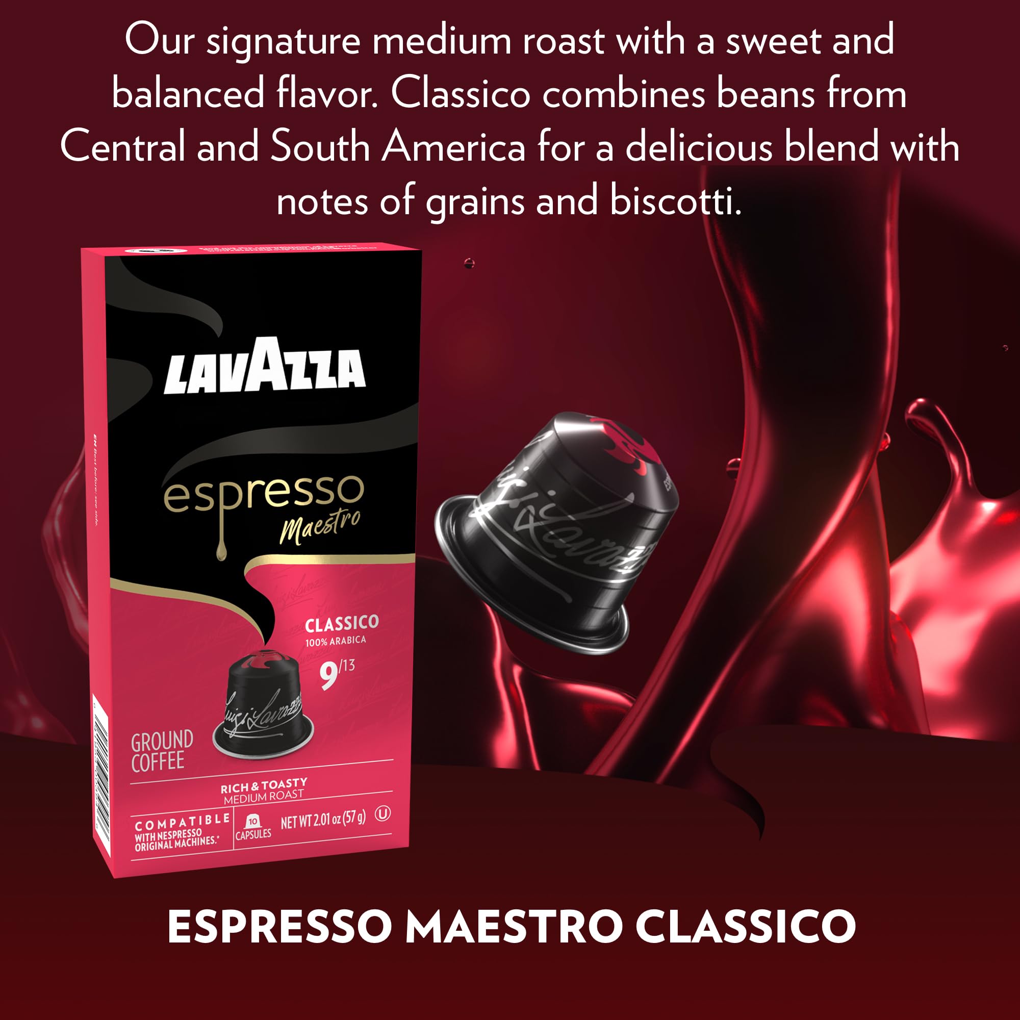 Lavazza etiqueta con información de origen y mezcla 100% Arábica, trazabilidad