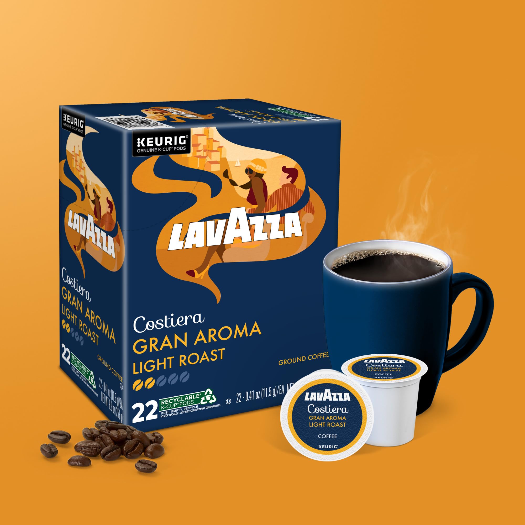 Lavazza cápsula colocada en cafetera Keurig con instrucción de uso visible