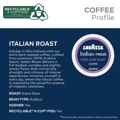 Lavazza café molido dentro de la cápsula resaltando tueste extra oscuro