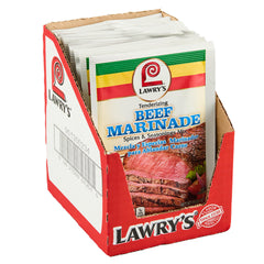 Lawry's frente del empaque mostrando pack de 12 sobres y conveniencia