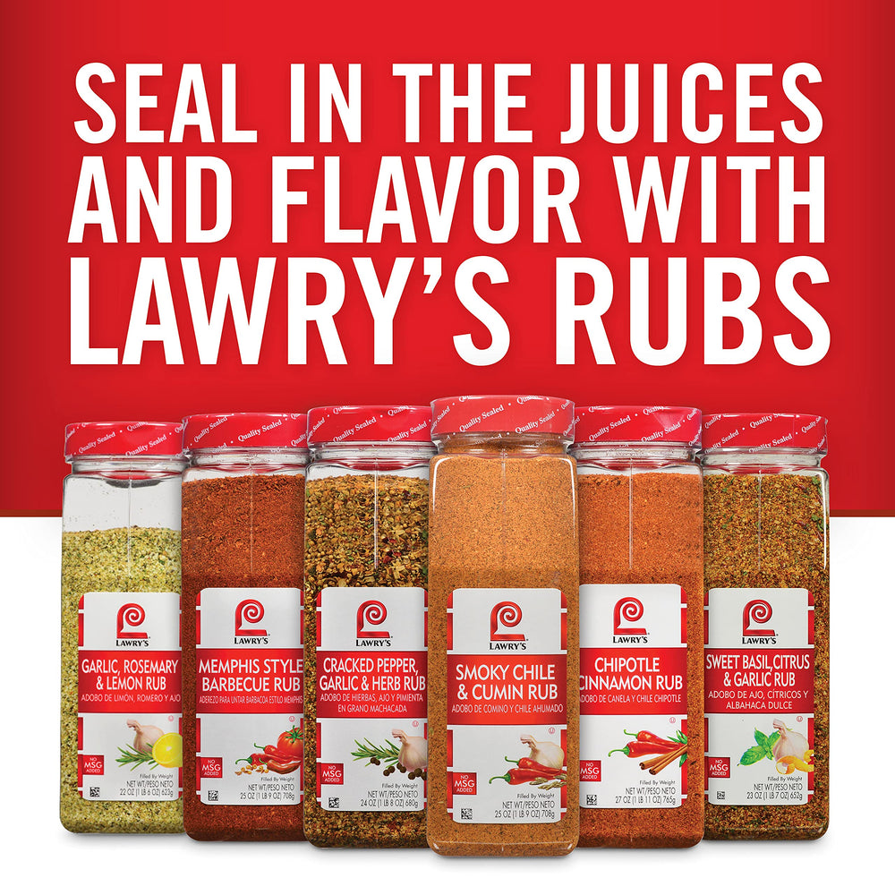 Lawry's mezcla en cuchara exhibiendo ingredientes y facilidad de dosificación