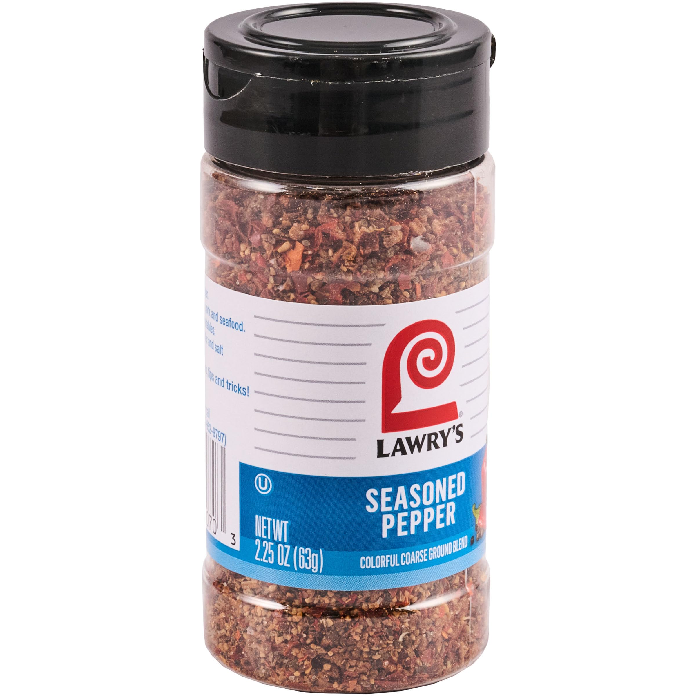 Lawry's frasco frontal mostrando mezcla sazonada y diseño práctico