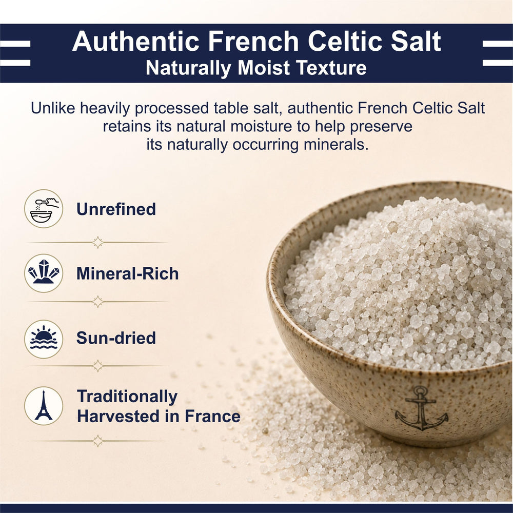Le Marinier sal junto a ingredientes resaltando uso gastronómico versátil