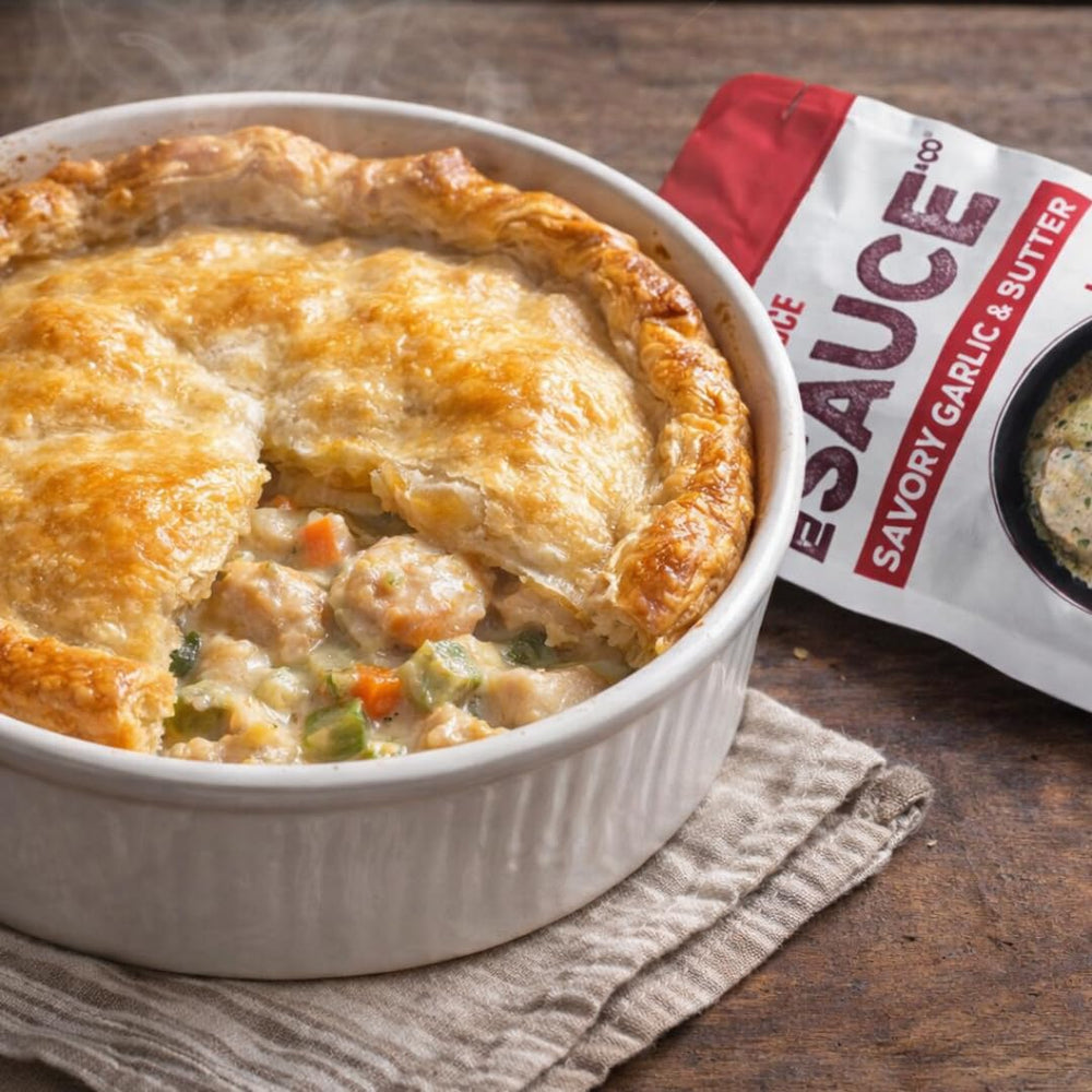 Le Sauce & CO pouch en mano para comparar tamaño y porción