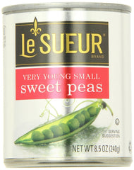 Le Sueur lata frontal mostrando guisantes listos y conveniente para acompañamientos rápidos