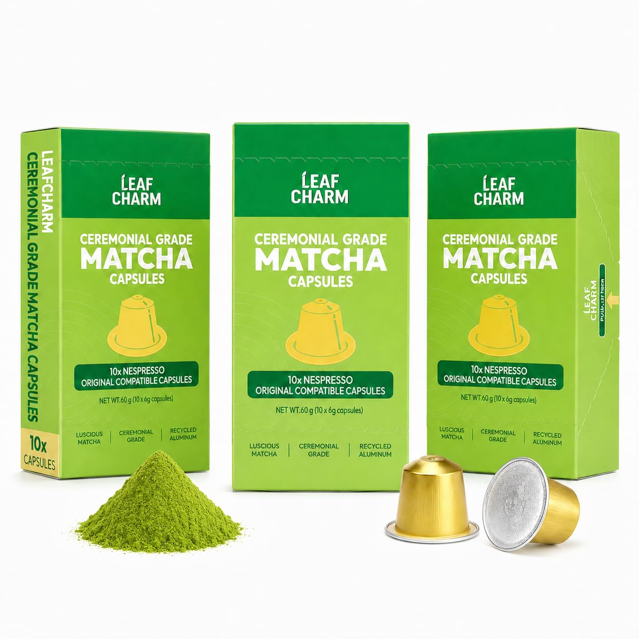 LeafCharm etiqueta con información del producto y recomendaciones de uso