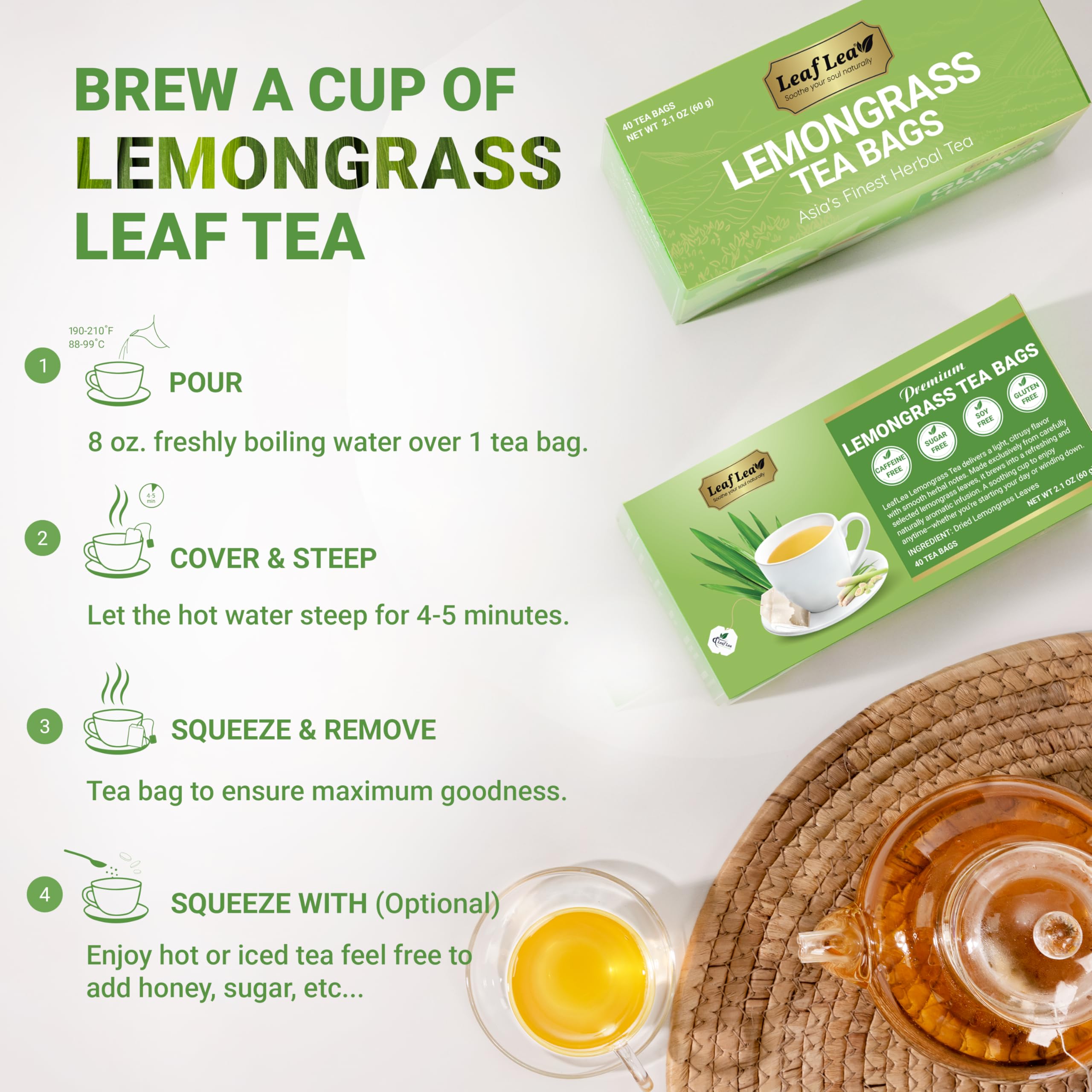 LeafLea escena de estilo de vida relajado con taza en manos