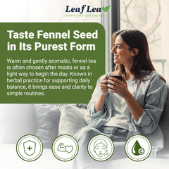 LeafLea bolsita en taza caliente liberando aroma cálido y sabor suave