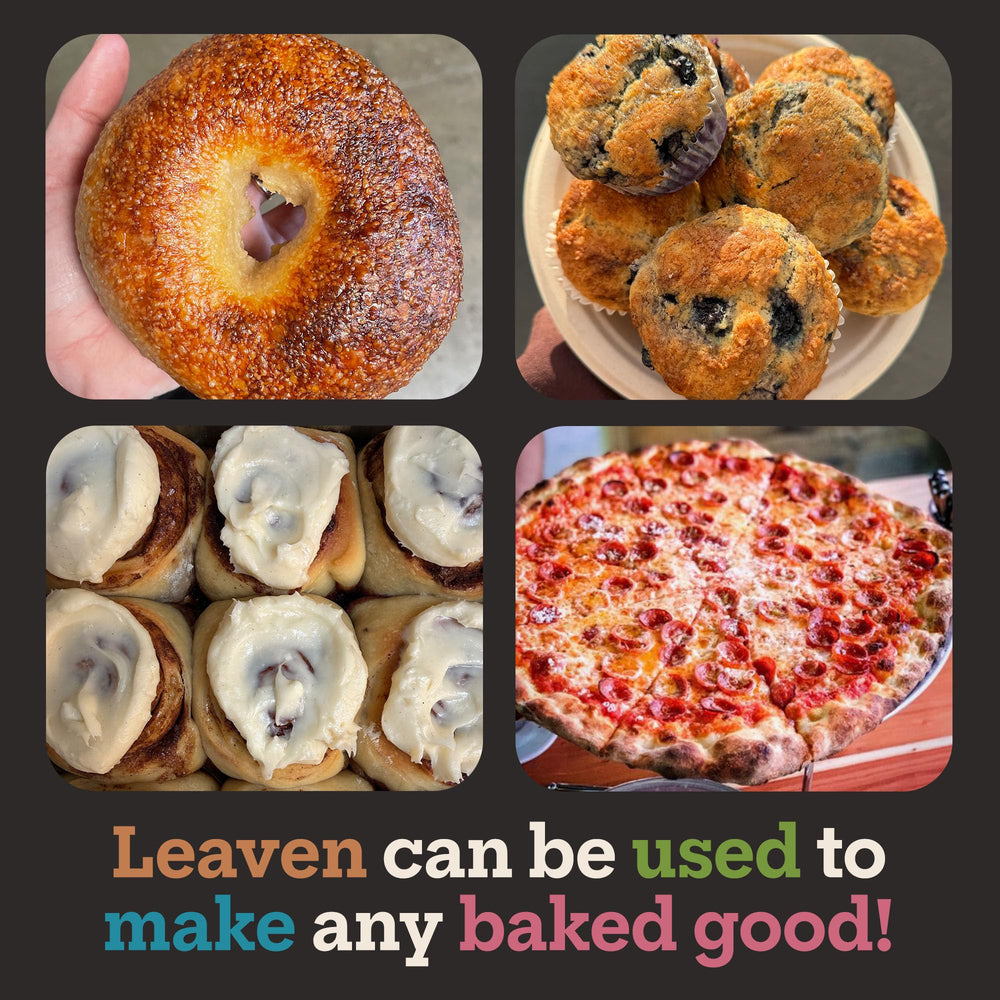 Leaven Foods paquetes junto a una regla para ver tamaño y rendimiento