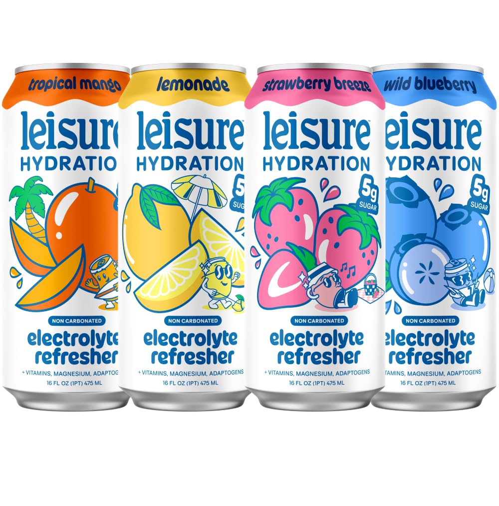 Pack de 12 latas Leisure Hydration para opciones variadas y conveniencia