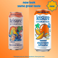 Leisure lata abierta con efervescencia que sugiere frescura y sabor listo para beber