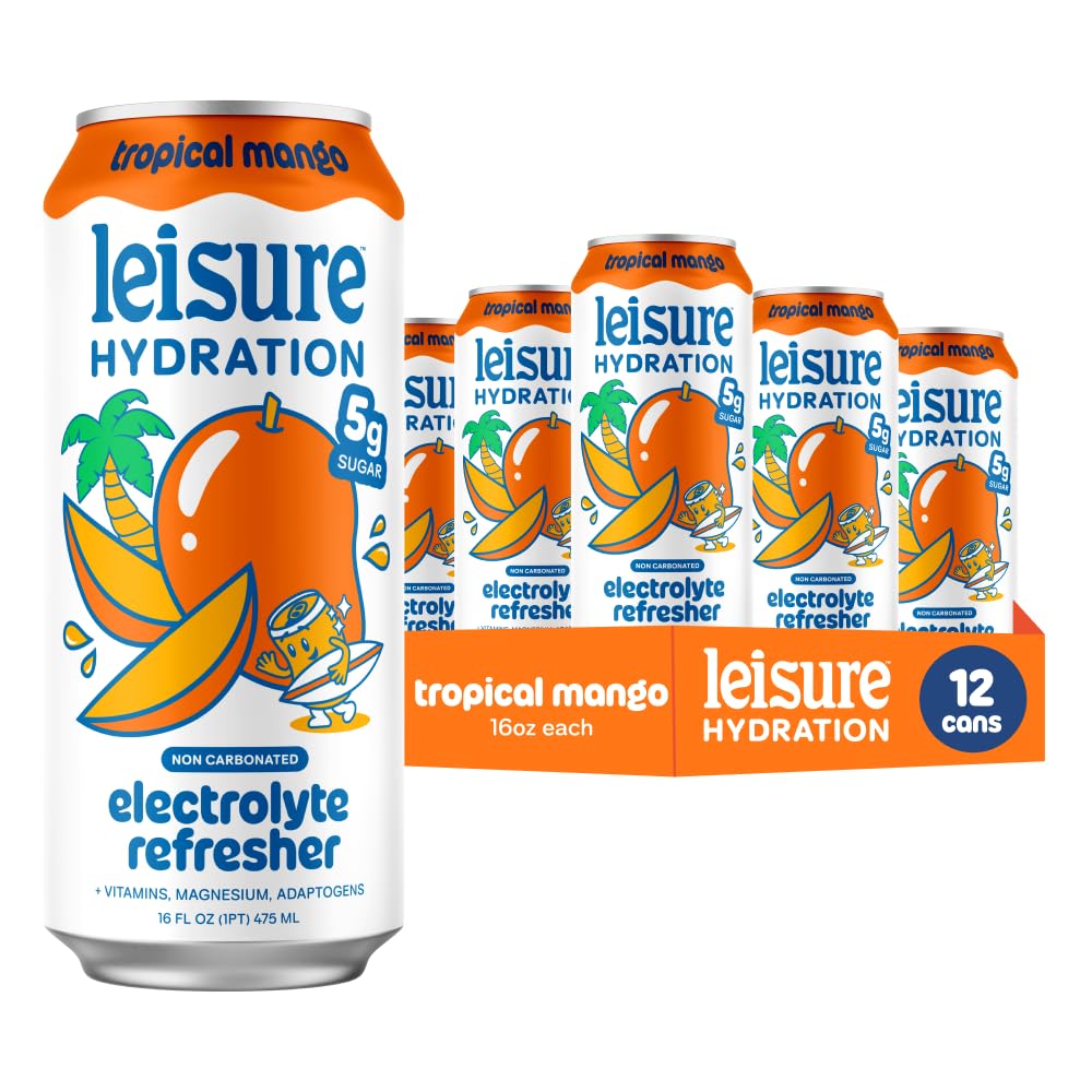 Leisure lata frente sabor mango mostrando diseño y atractivo refrescante