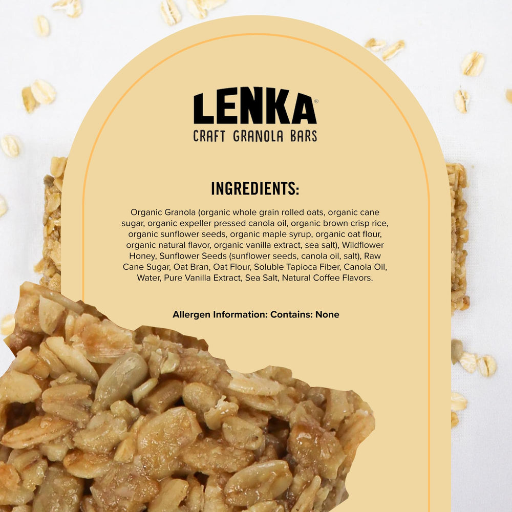 LENKA primer plano de textura de avena y semillas, resalta naturalidad