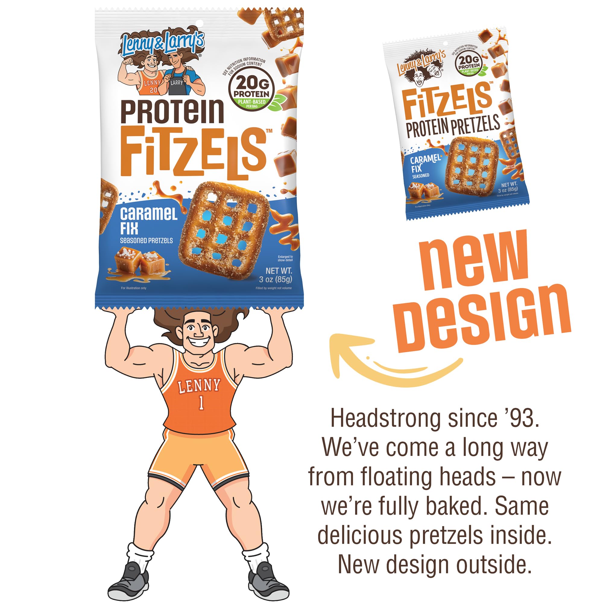 Lenny & Larry's primer plano de textura crujiente que destaca proteína y crunch