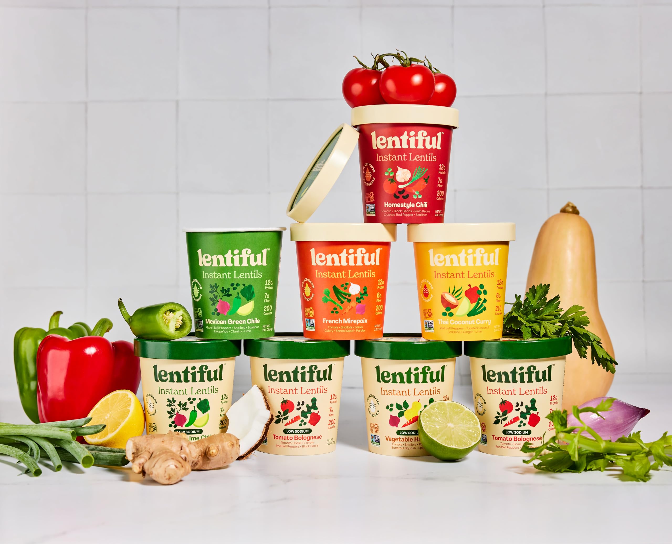 Lentiful empaque con rótulo claro, ingredientes limpios y sin gluten