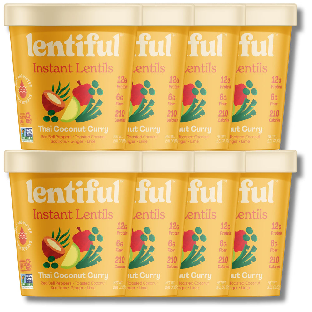 Lentiful taza frontal mostrando envase y marca, comodidad para llevar