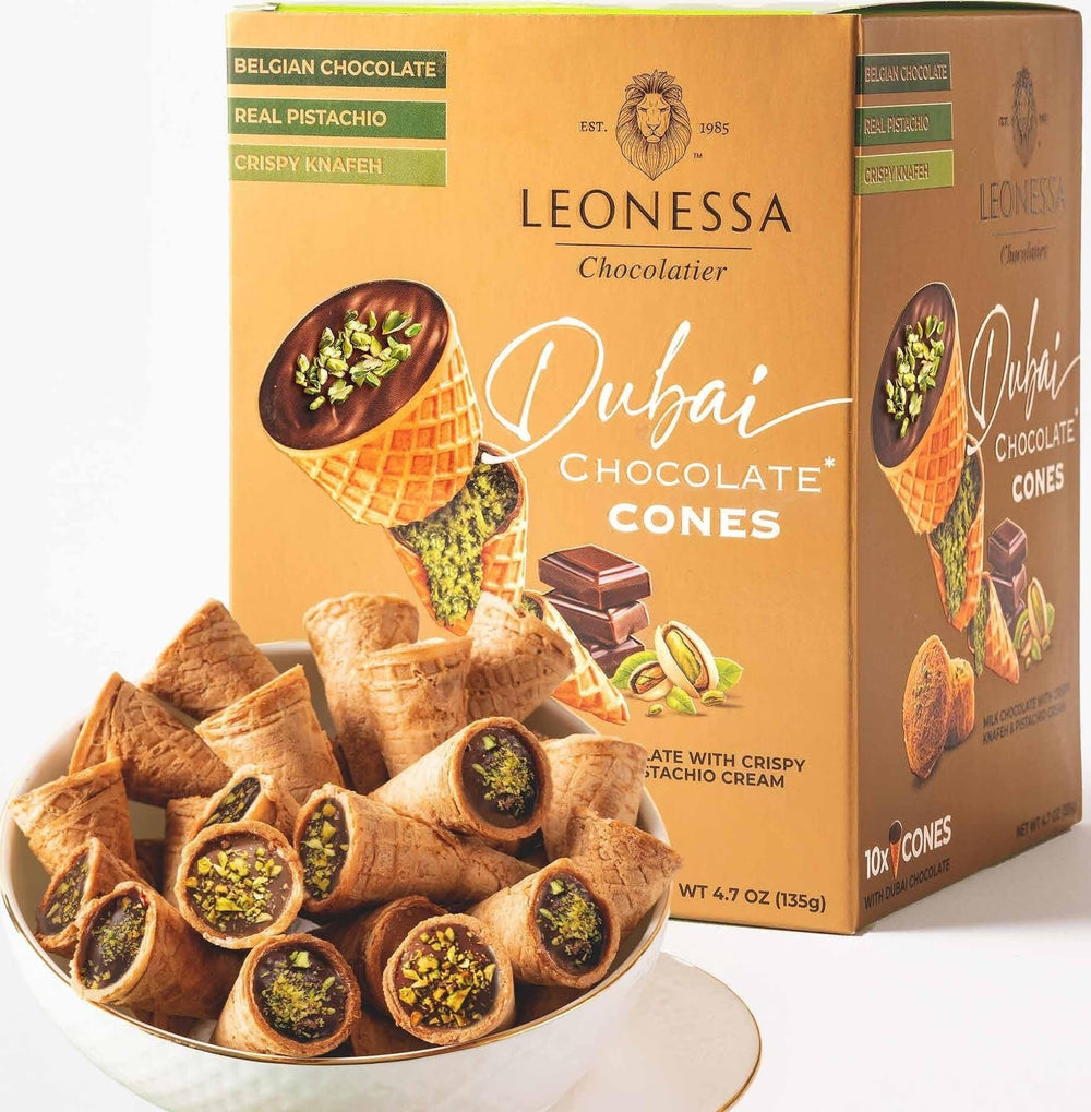Leonessa cono de chocolate frontal mostrando acabado lujoso y apetitoso