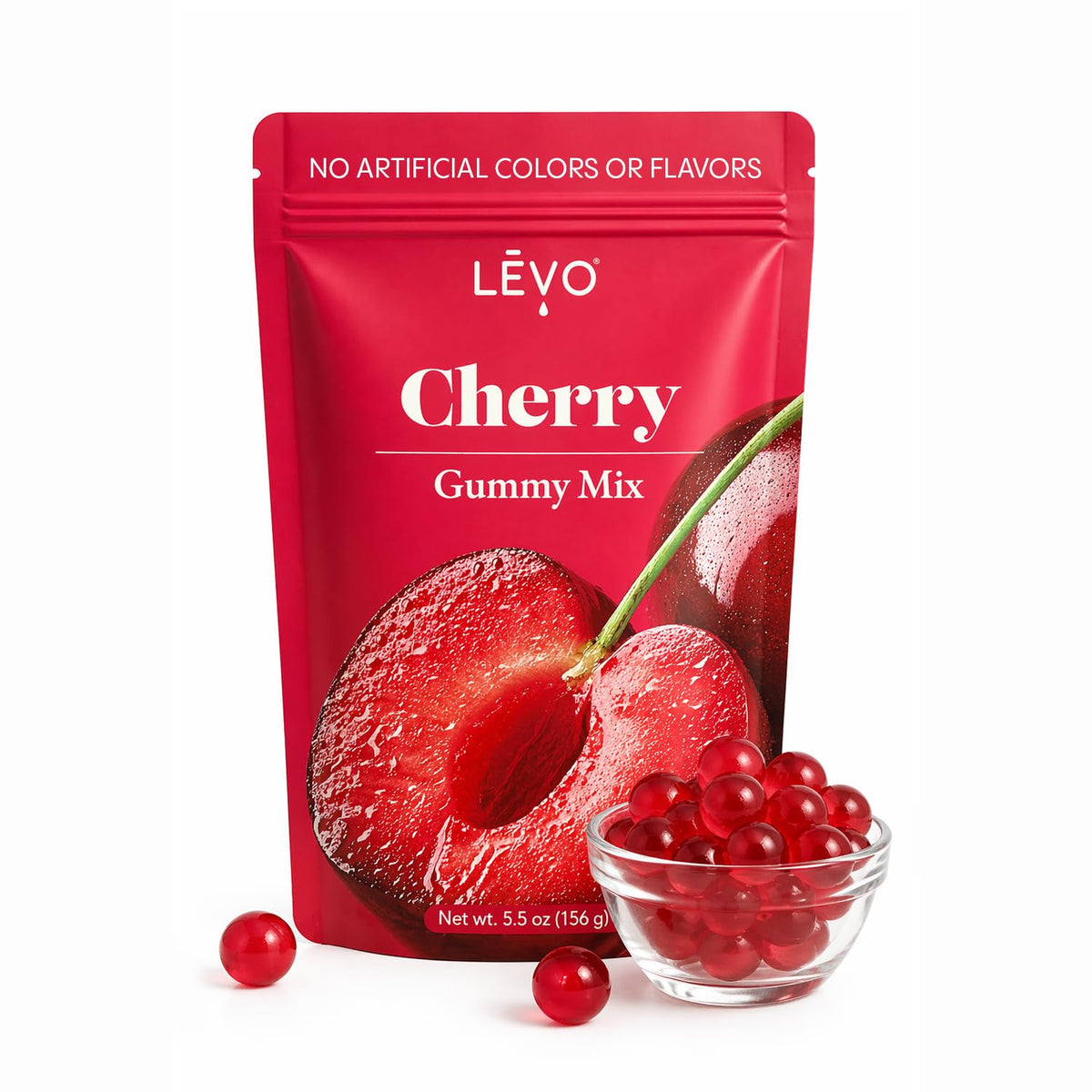 LEVO empaque frontal Tart Cherry mostrando la mezcla y beneficio de personalización