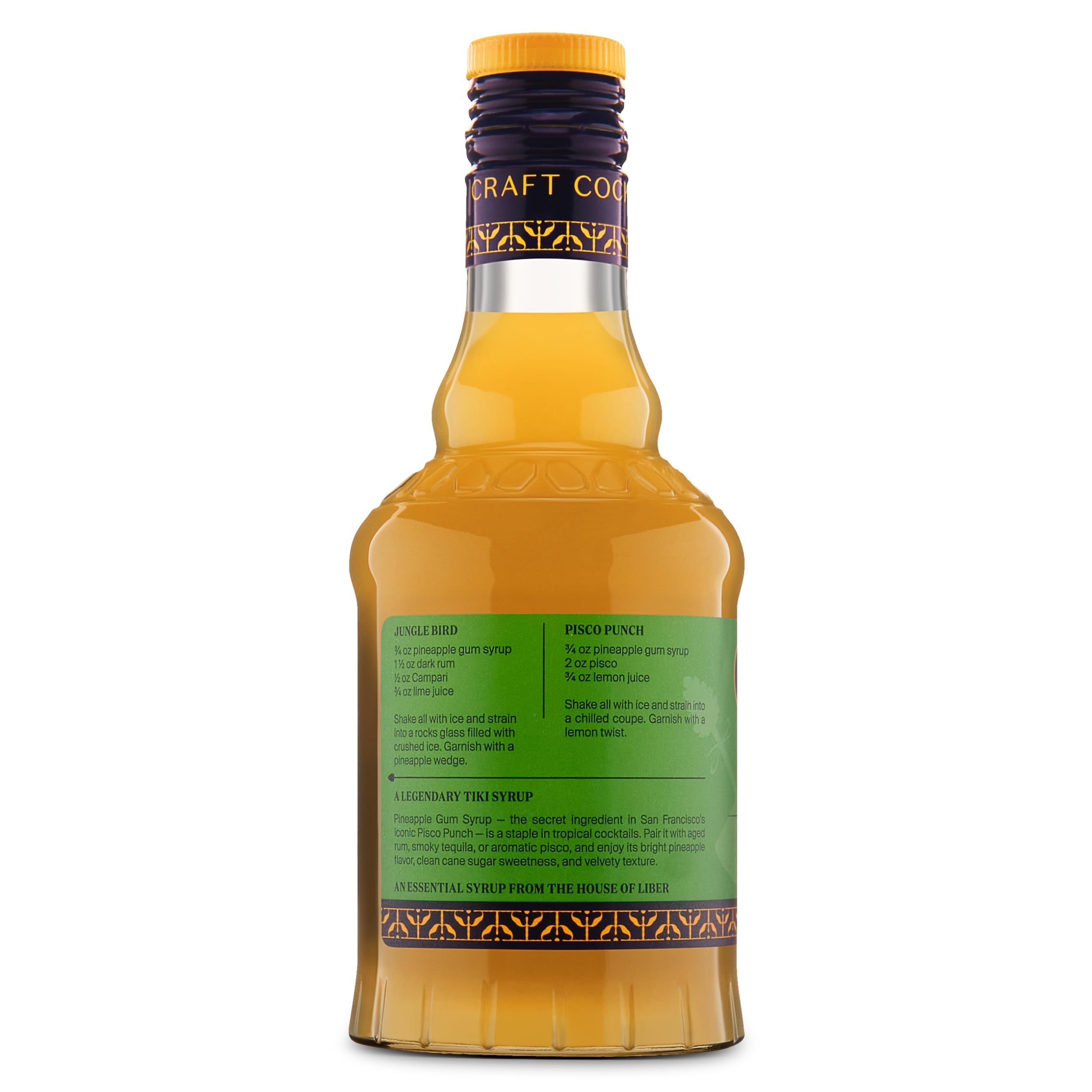 Liber & Co. jarabe en Jungle Bird servido en bar, brinda aroma tropical