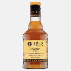 Liber & Co. botella frontal de jarabe de canela mostrando etiqueta profesional