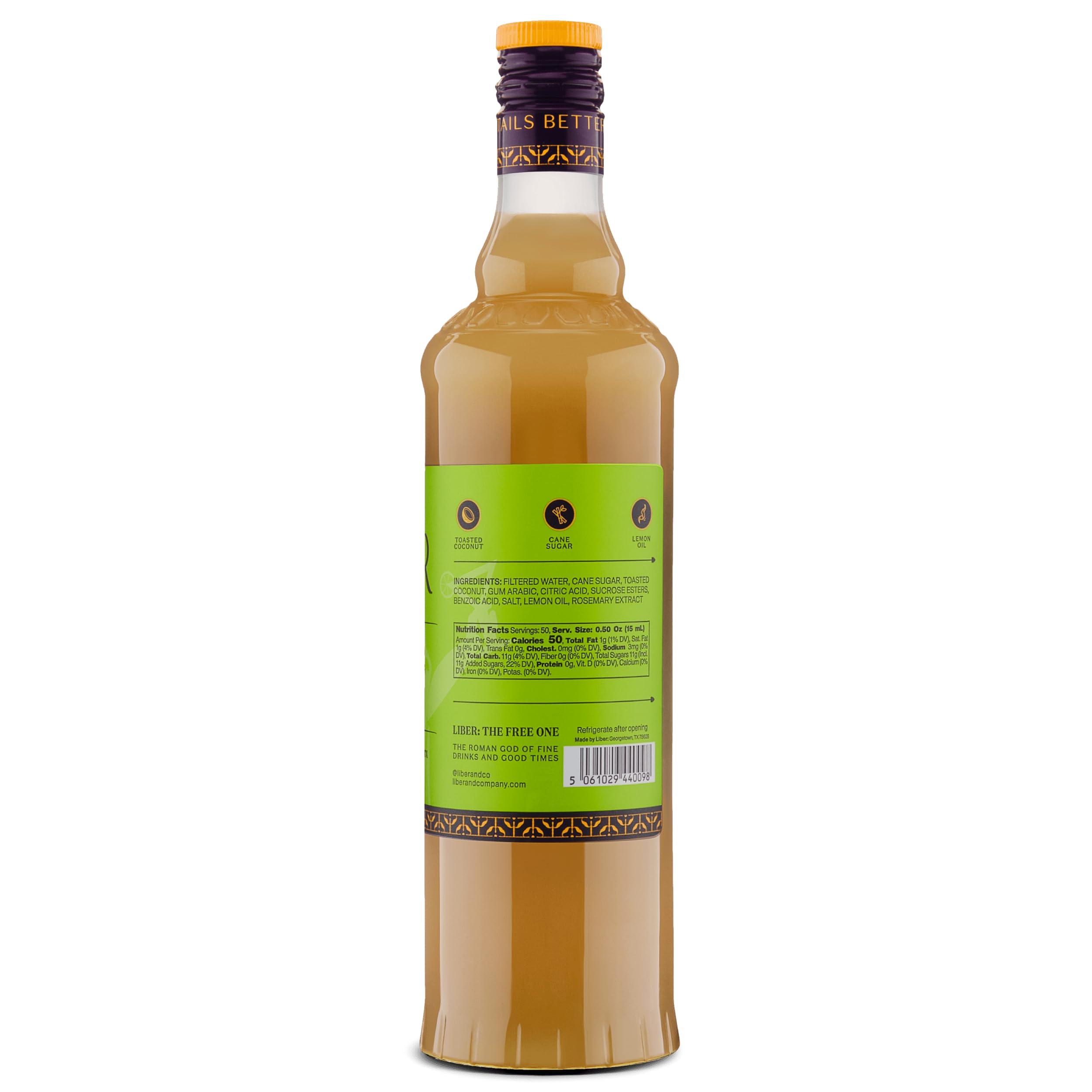 Liber & Co. etiqueta y lista de ingredientes resaltando calidad