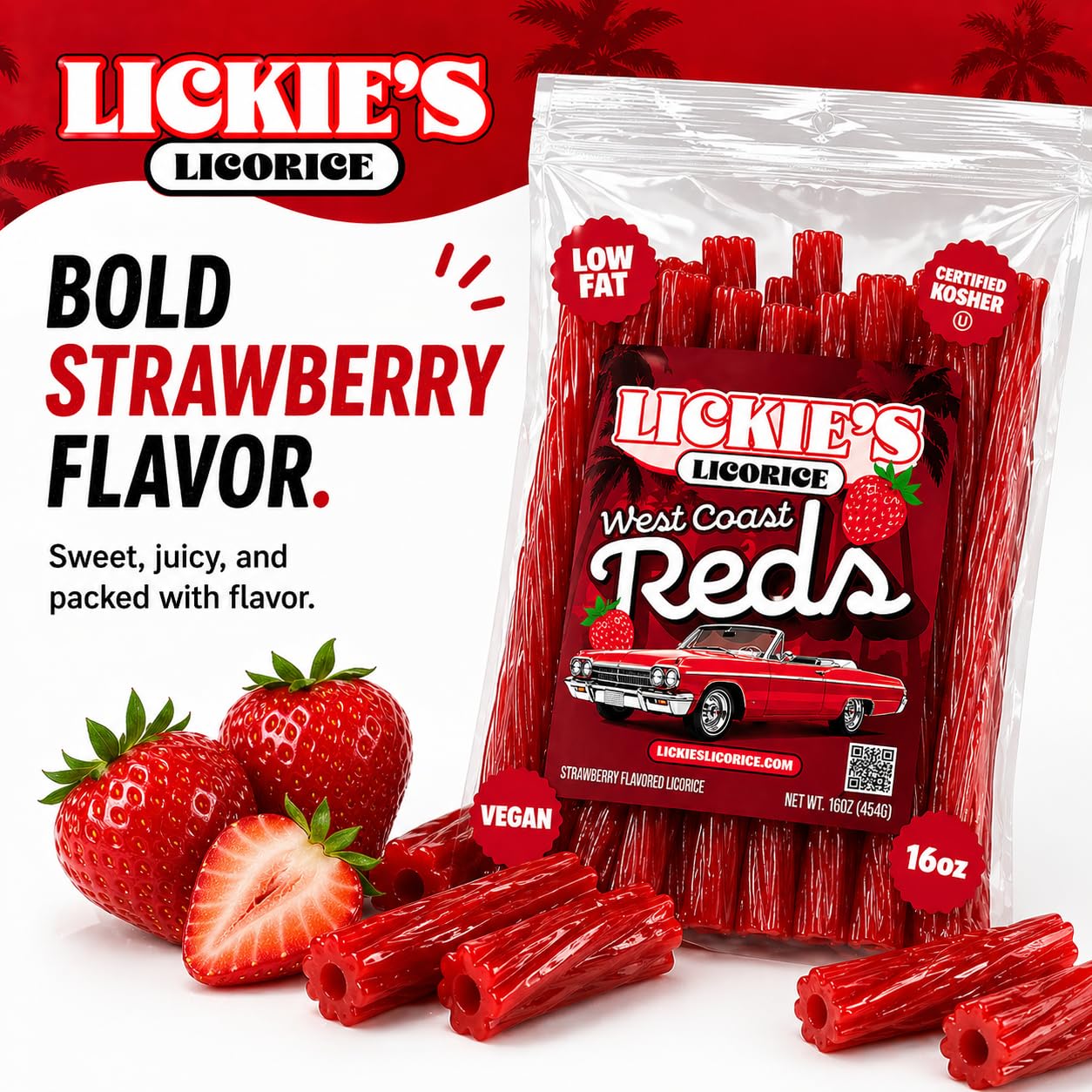 Lickies Licorice comparación de tamaños de giros para valorar porción
