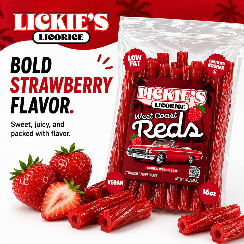 Lickies Licorice comparación de tamaños de giros para valorar porción